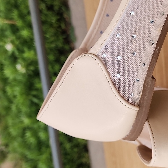 Allegra K Pointed Toe Clear Rhinestone Ballet Lake Cream Flats Size 7 NWOT - Picture 5 of 12